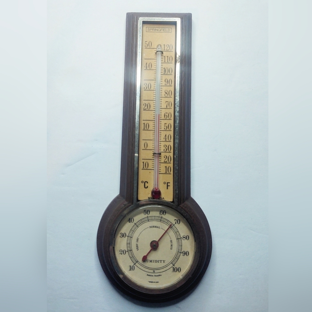 Vtg Springfield Temp & Humidity Gauge Works! - Picture 2 of 5